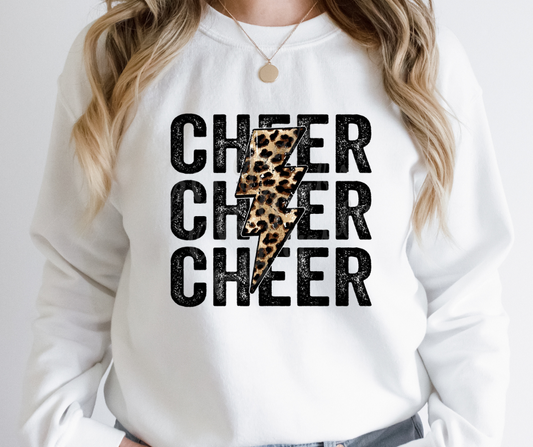 Distressed Cheer Leopard Lightening Bolt Full Color DTF Transfer