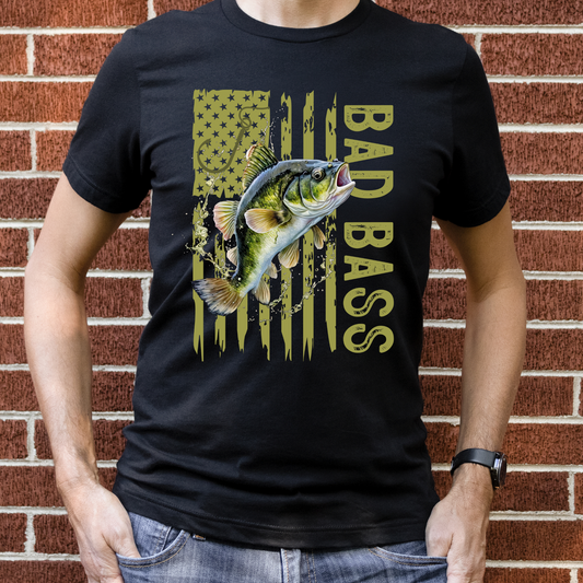 Bad Bass Flag Fishing Full Color DTF Transfer