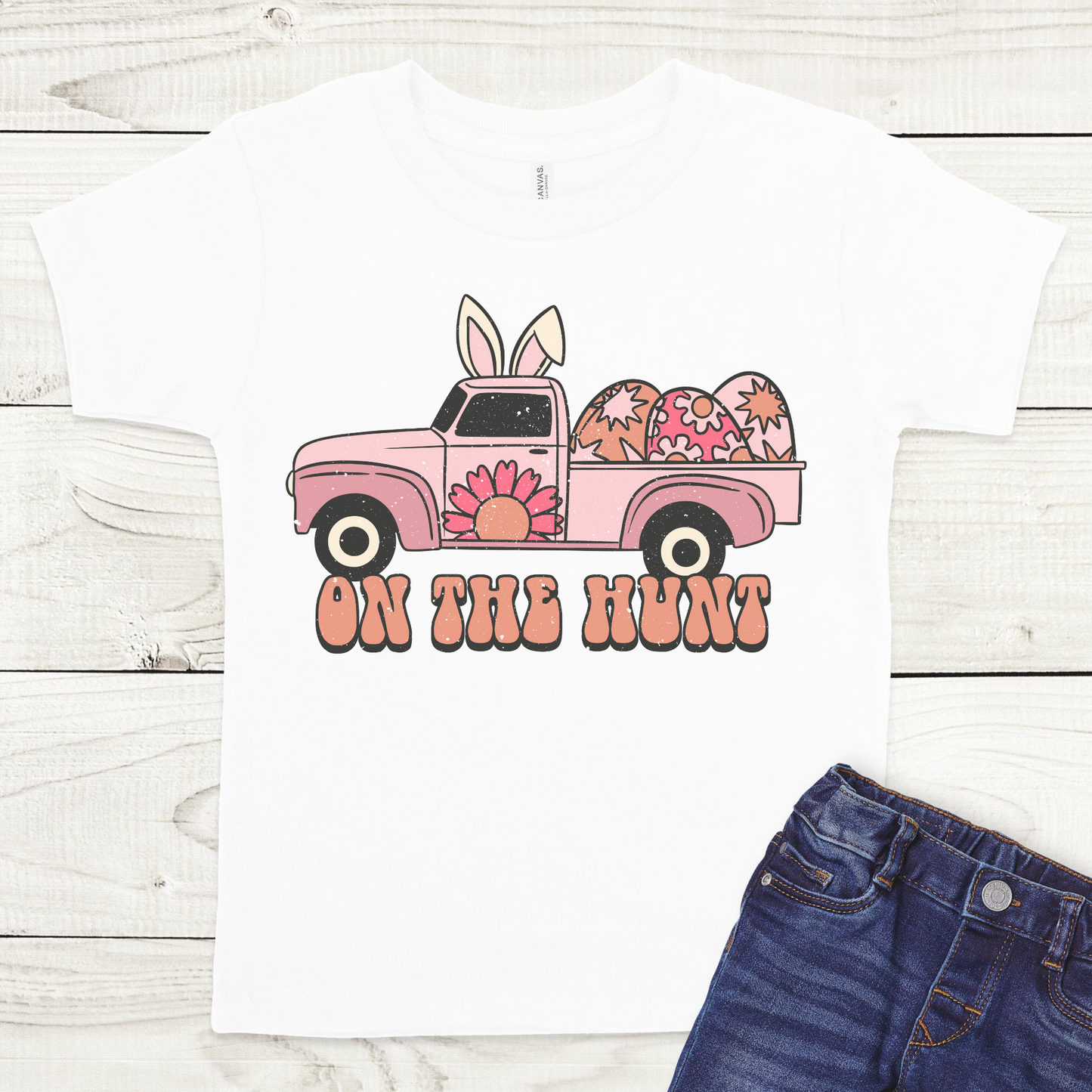 On The Hunt Retro Truck w/Eggs Full Color DTF Transfer