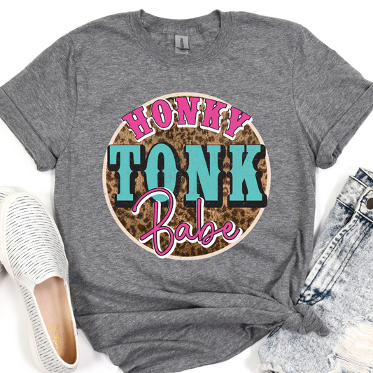 Honky Tonk Babe Leopard Circle Full Color DTF Transfers