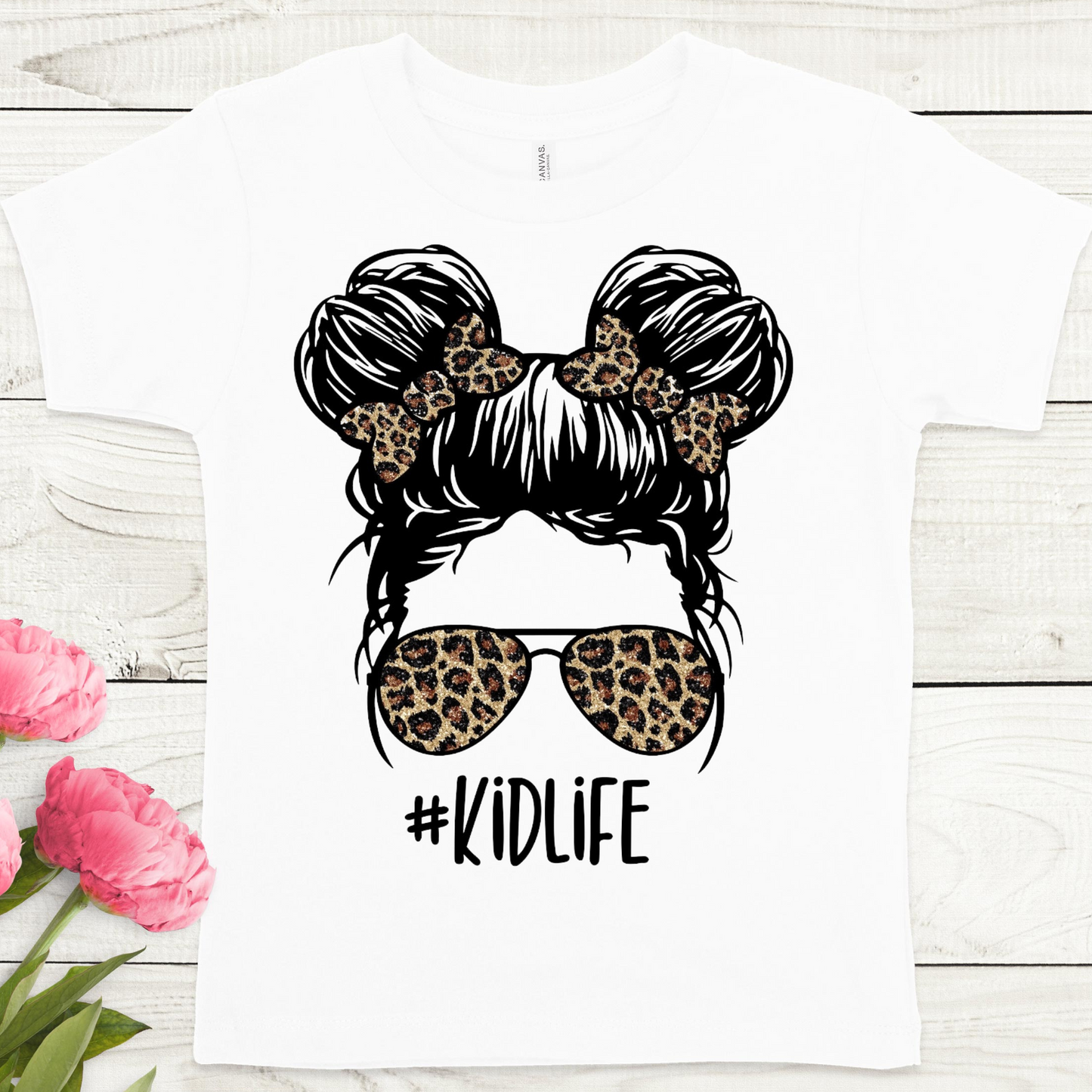 Leopard Messy Bun #kidlife Color DTF Transfers