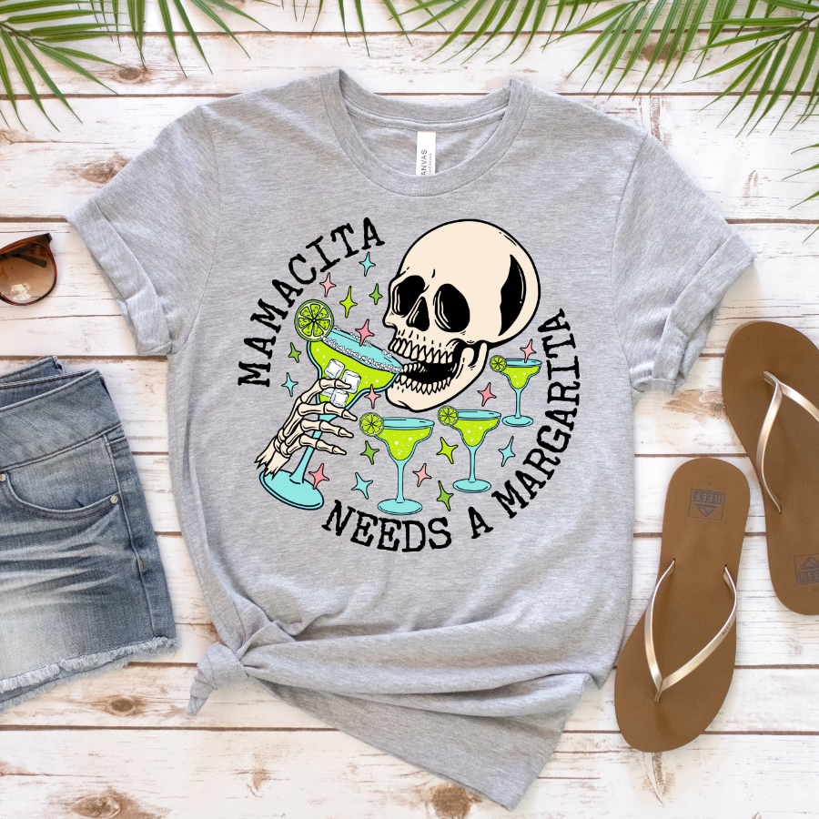 Mamacita Needs A Margarita Skull Full Color DTF Transfers