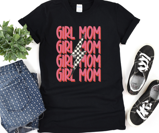 Girl Mom Checkered Lightening Bolt Full Color DTF Transfer