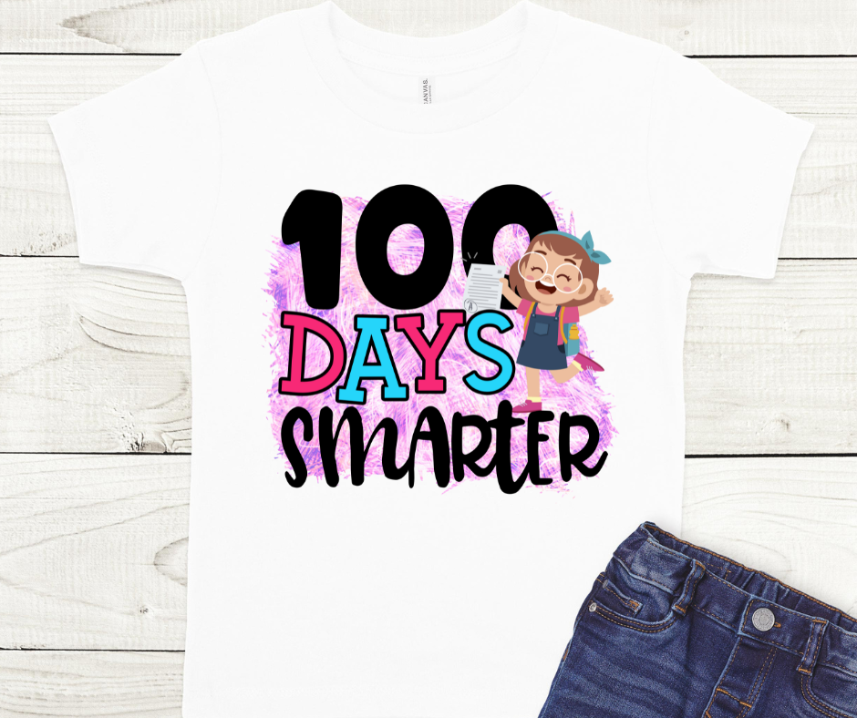 100 Days Smarter Pink (Girl) Full Color DTF Transfers