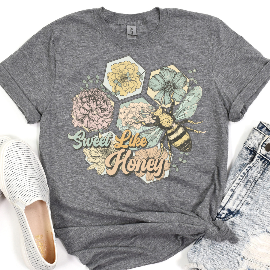 Sweet Like Honey Bee Honeycombs Full Color DTF Transfer