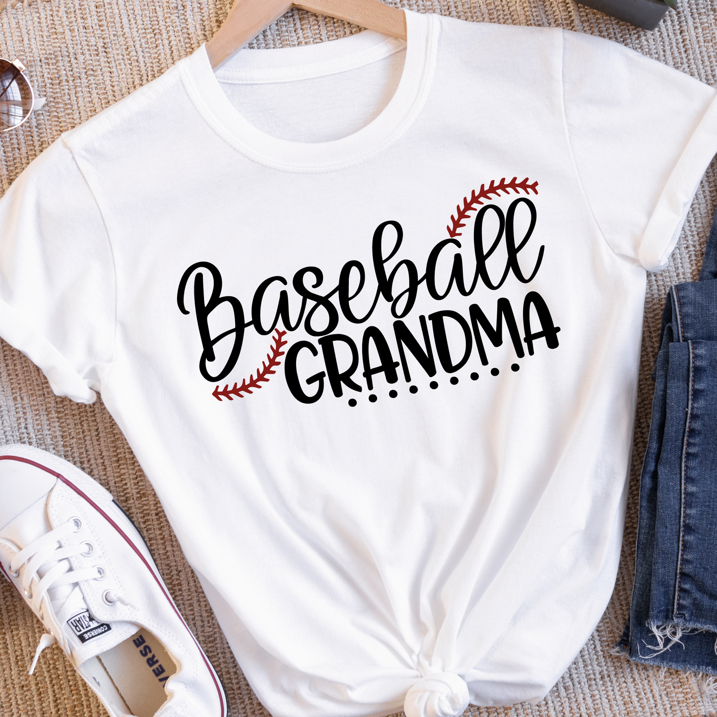 Baseball Grandma Red Seams Full Color DTF Transfer