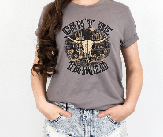 Can't Be Tamed Western Skull Full Color DTF Transfer