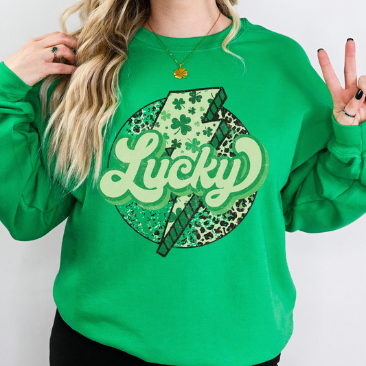 St Patrick's Lucky Leopard Clover w/ Lightening Bolt Full Color DTF Transfer