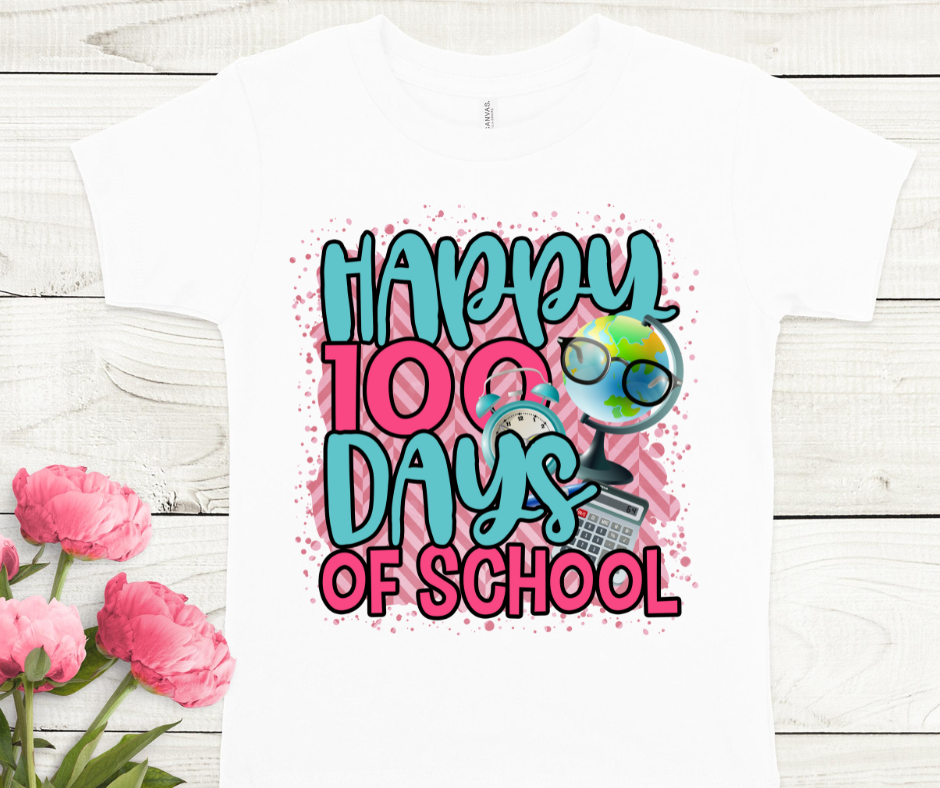 Happy 100 Days of School Globe Full Color DTF Transfers