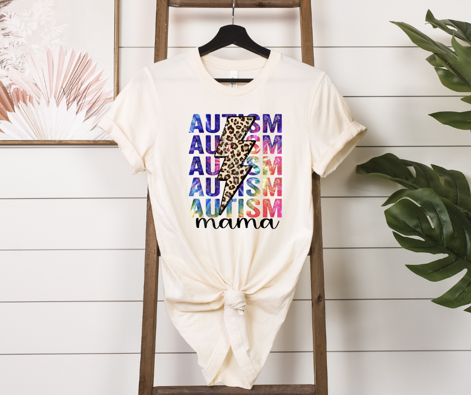 Rainbow Autism Mama Leopard Lightening Bolt  Full Color DTF Transfers