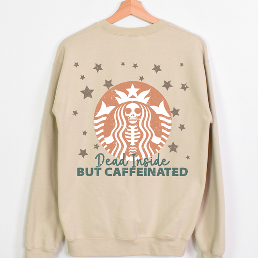 Dead Inside But Caffeinated Coffee Logo Stars Full Color DTF Transfer