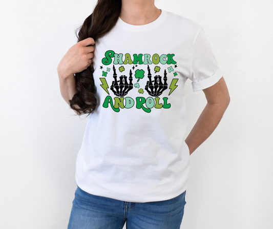 Shamrock & Roll Skull St Patrick's Hands Full Color DTF Transfer