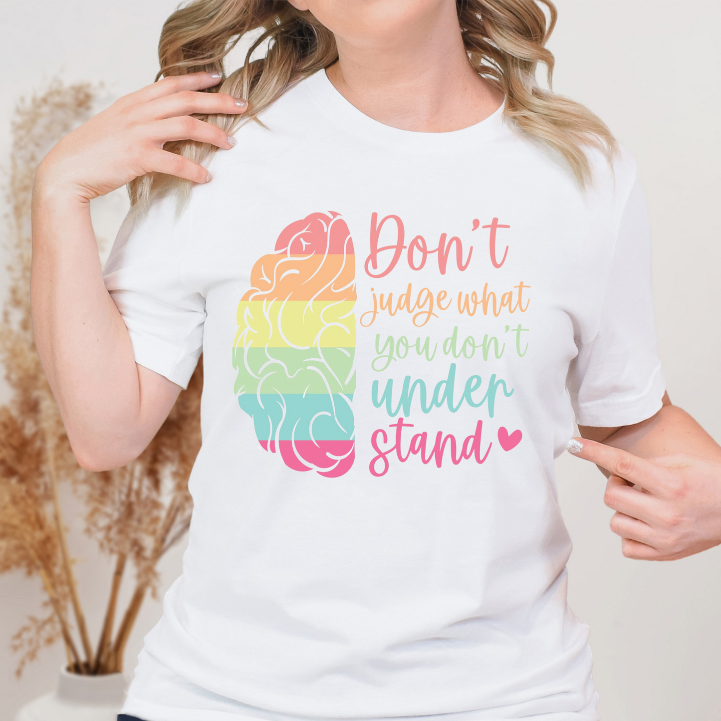 Don't Judge What You Don't Understand Brain Rainbow Full Color DTF Transfers