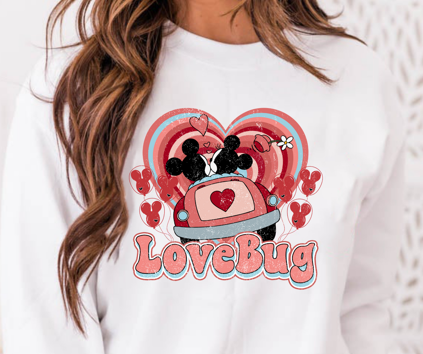 Love Bug Valentines Mouse Full Color DTF Transfer