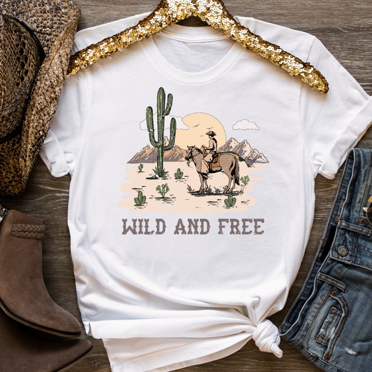 Wild and Free Catcus and Horse Full Color DTF Transfers