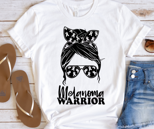 Melanoma Warrior Messy Bun Full Color DTF Transfers