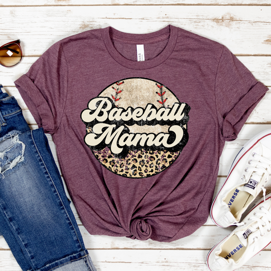 Baseball Mama Circle w/Leopard Full Color DTF Transfer