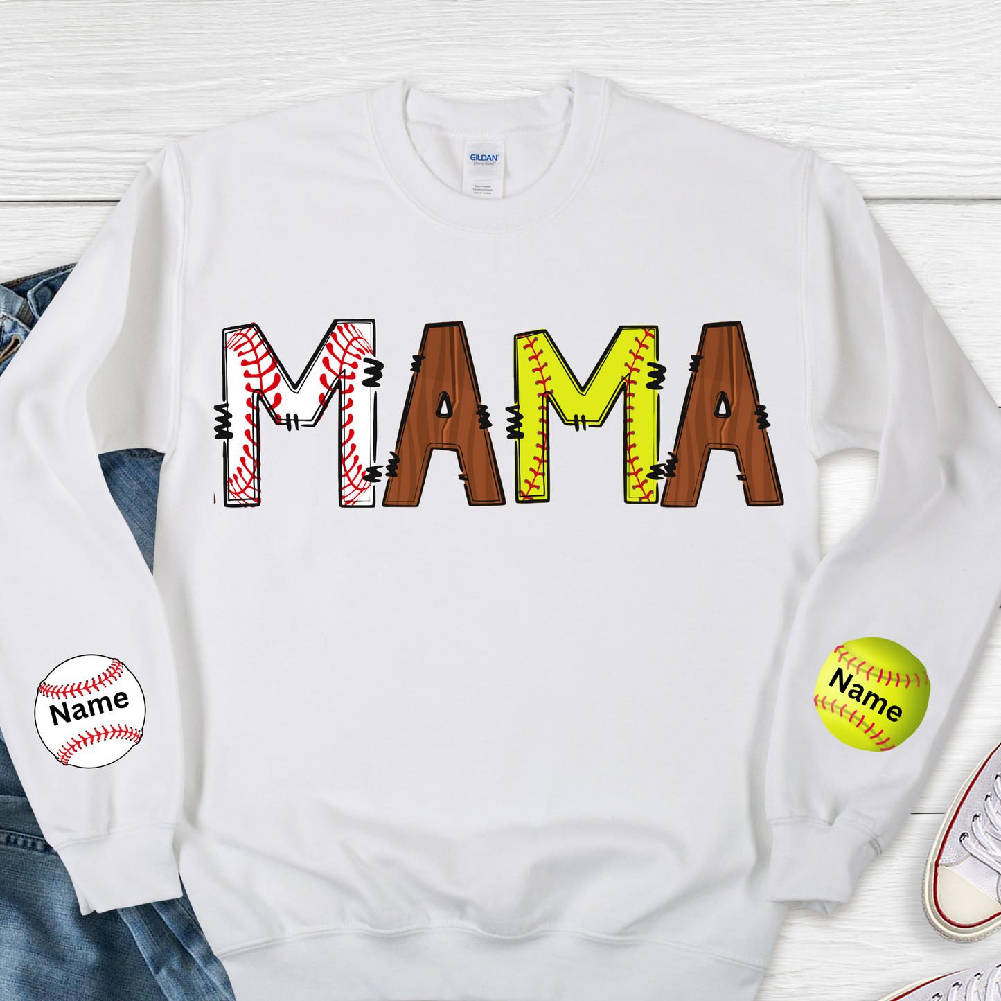 Split Baseball/Softball Mama Full Color DTF Transfer