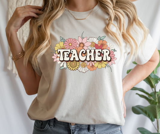 Floral Teacher Full Color DTF Transfers