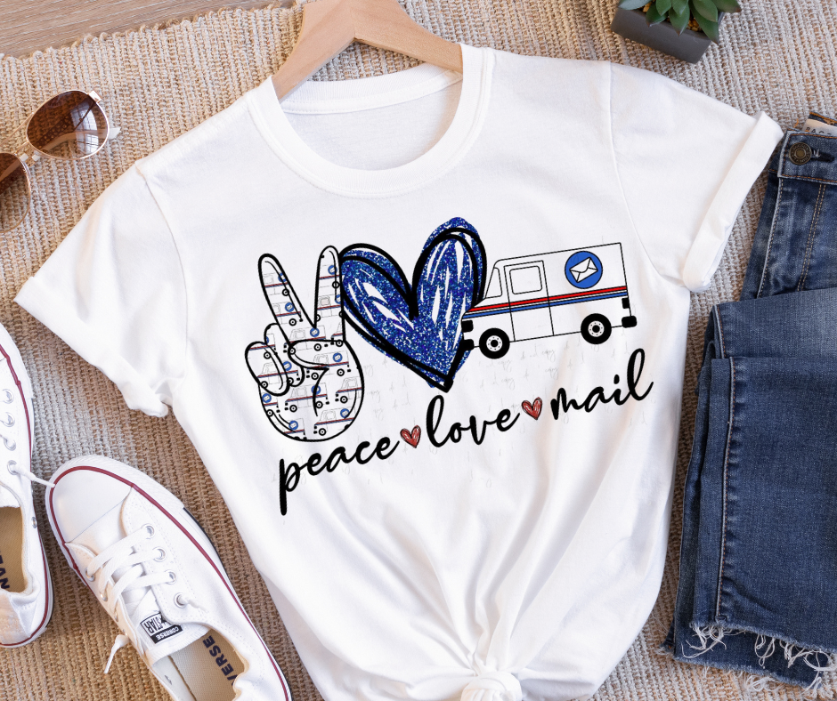 Peace Love Mail Post Office Postal Worker Full Color DTF Transfer