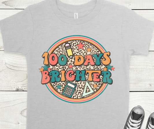 Retro 100 Days Brighter Leopard Circle Full Color DTF Transfers