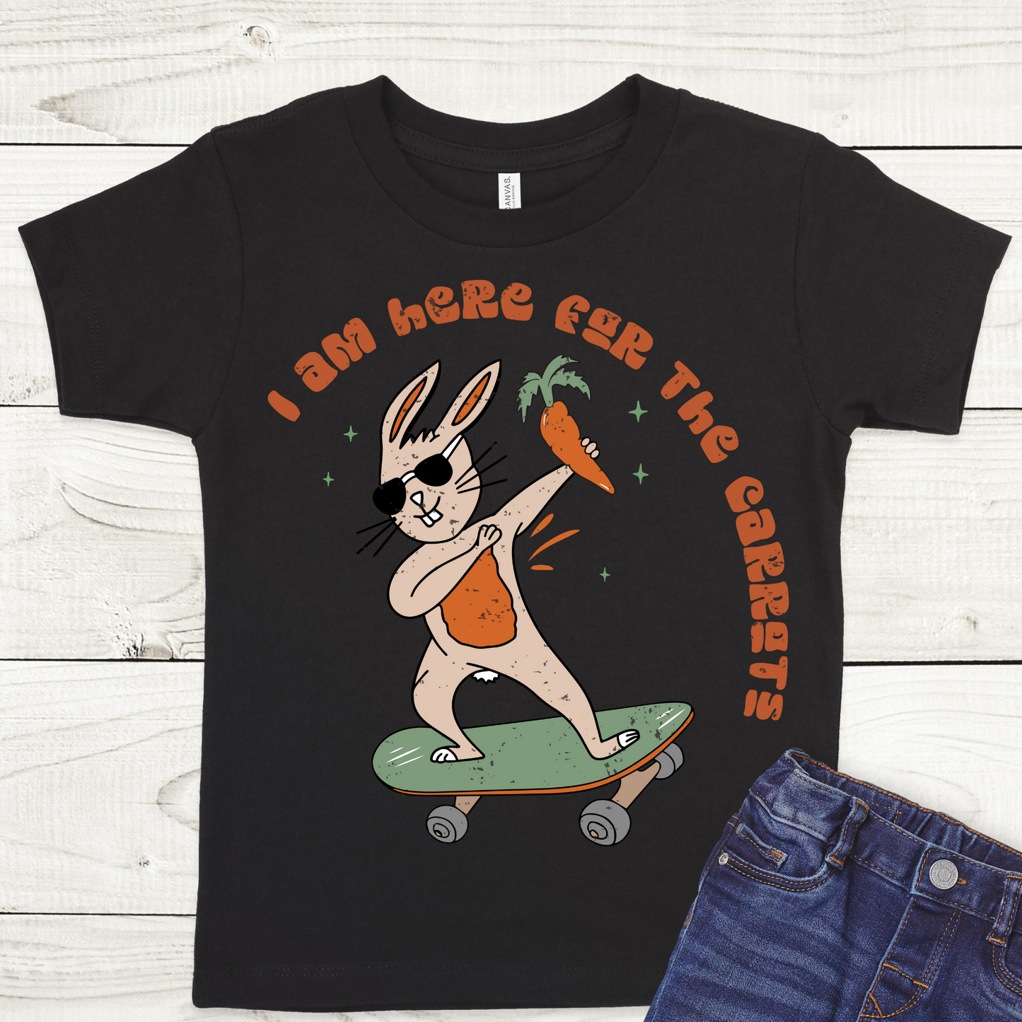 I Am Here For The Carrots Bunny Skateboard Full Color DTF Transfer