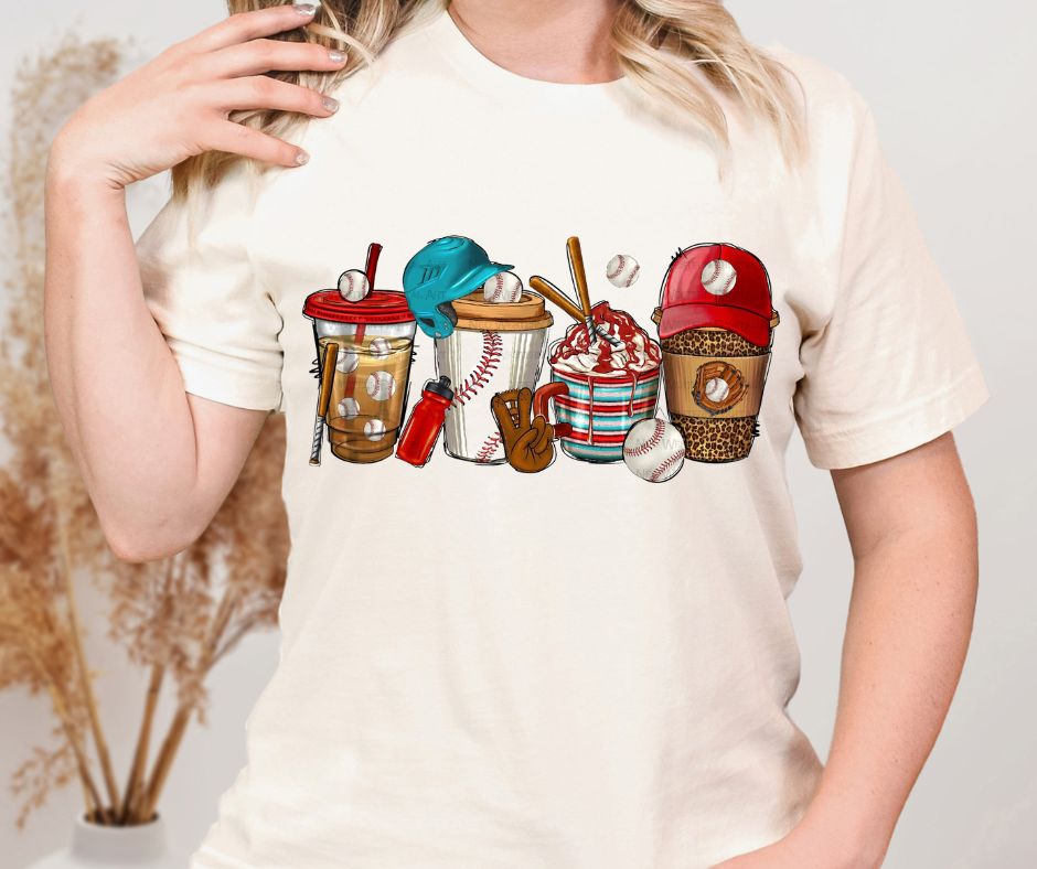 Baseball Theme Coffee Full Color DTF Transfer