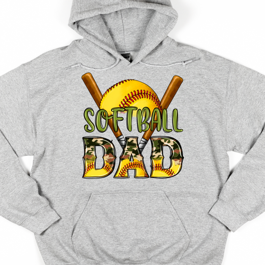 Softball Dad (Camo Baseball) Full Color DTF Transfers