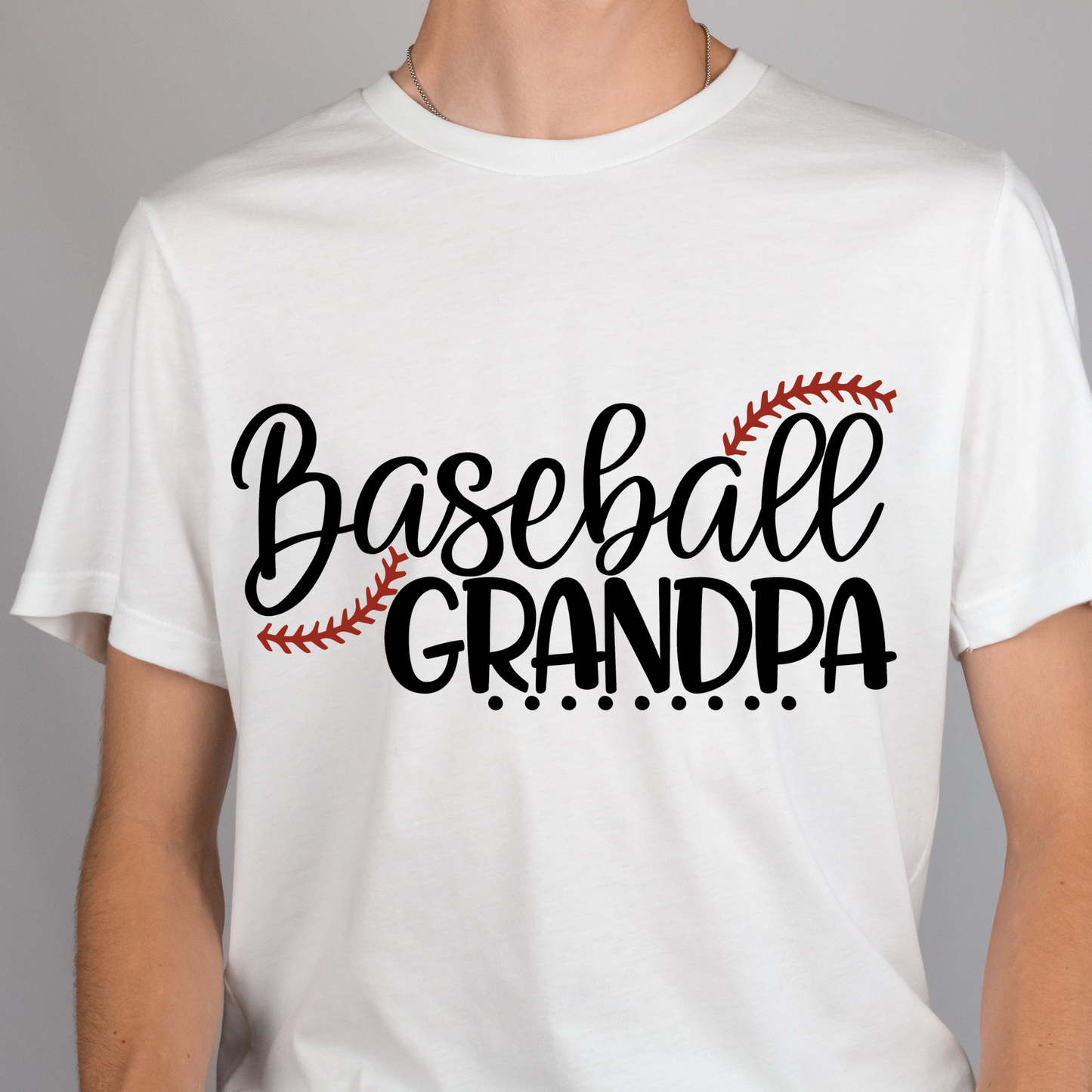 Baseball Grandpa Red Seams Full Color DTF Transfer