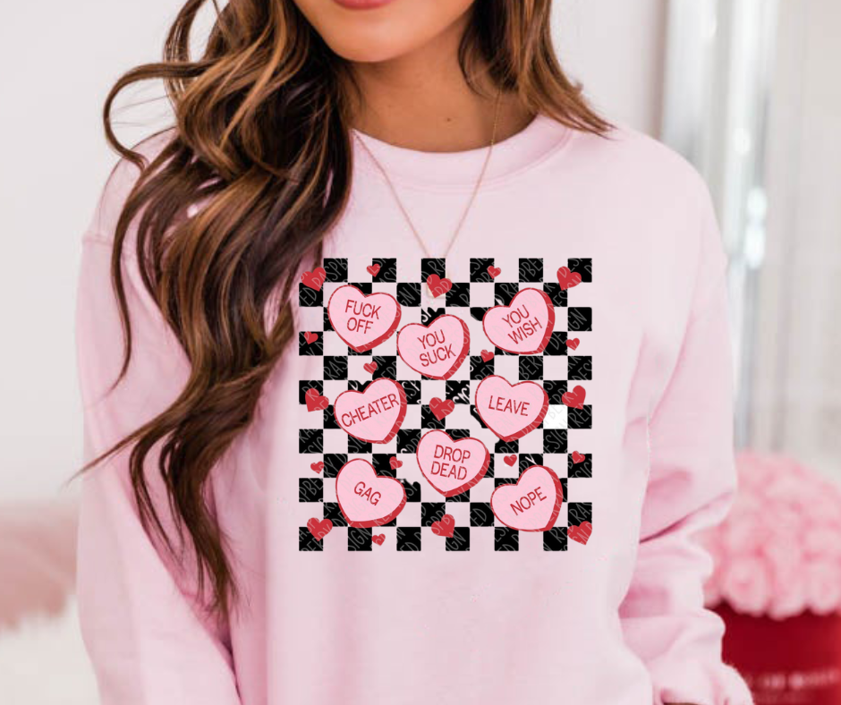 Checkered Conversion Hearts Full Color DTF Transfer