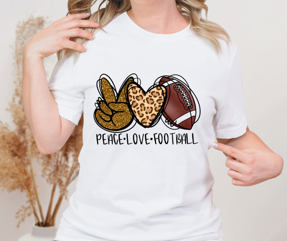 Peace Love Football Leopard Heart Full Color DTF Transfer