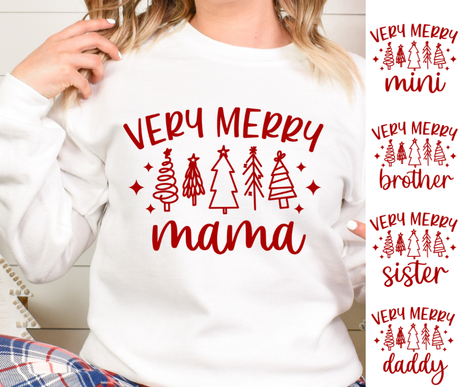 Very Merry Family Christmas Shirts Full Color DTF Transfer