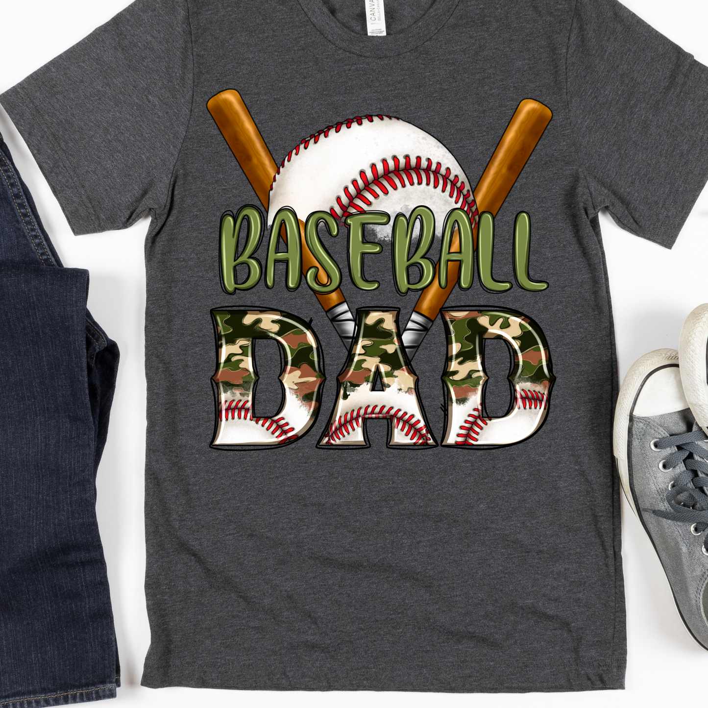 Baseball Dad Came (Cross Bat w/Baseball) Full Color DTF Transfers