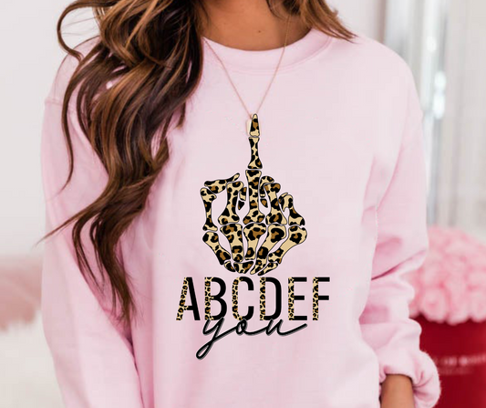 ABCDEF You Middle Finger Black/Leopard Full Color DTF Transfers