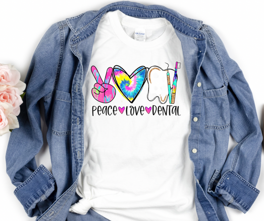 Peace Love Dental Rainbow Full Color DTF Transfer