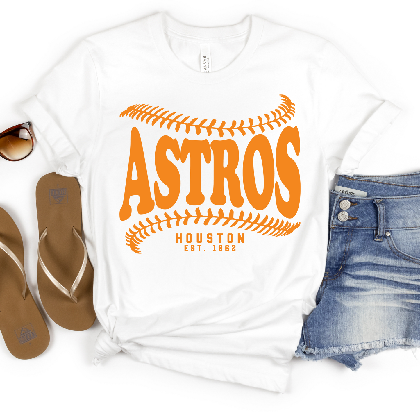 Astros (All Orange) Baseball Seams Full Color DTF Transfer