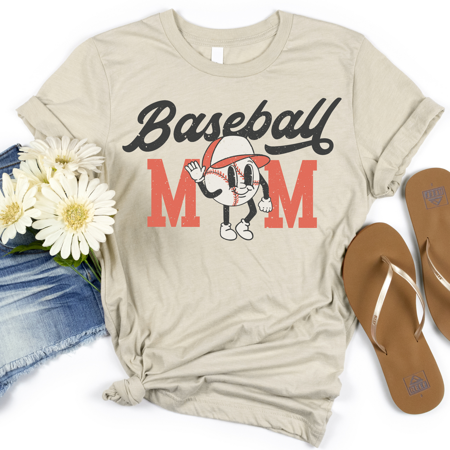 Baseball Mom Retro Distressed (Baseball Mascot) Full Color DTF Transfer