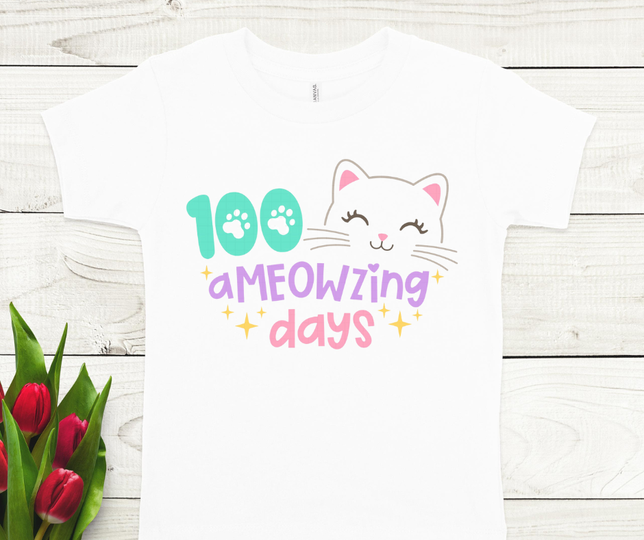 100 Days Cat aMeowzing days Full Color DTF Transfers