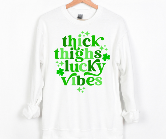 Thick Thighs and Lucky Vibes St Patrick's Full Color DTF Transfer