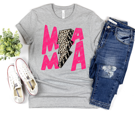 Mama Distressed Leopard Lightening Bolt Full Color DTF Transfer