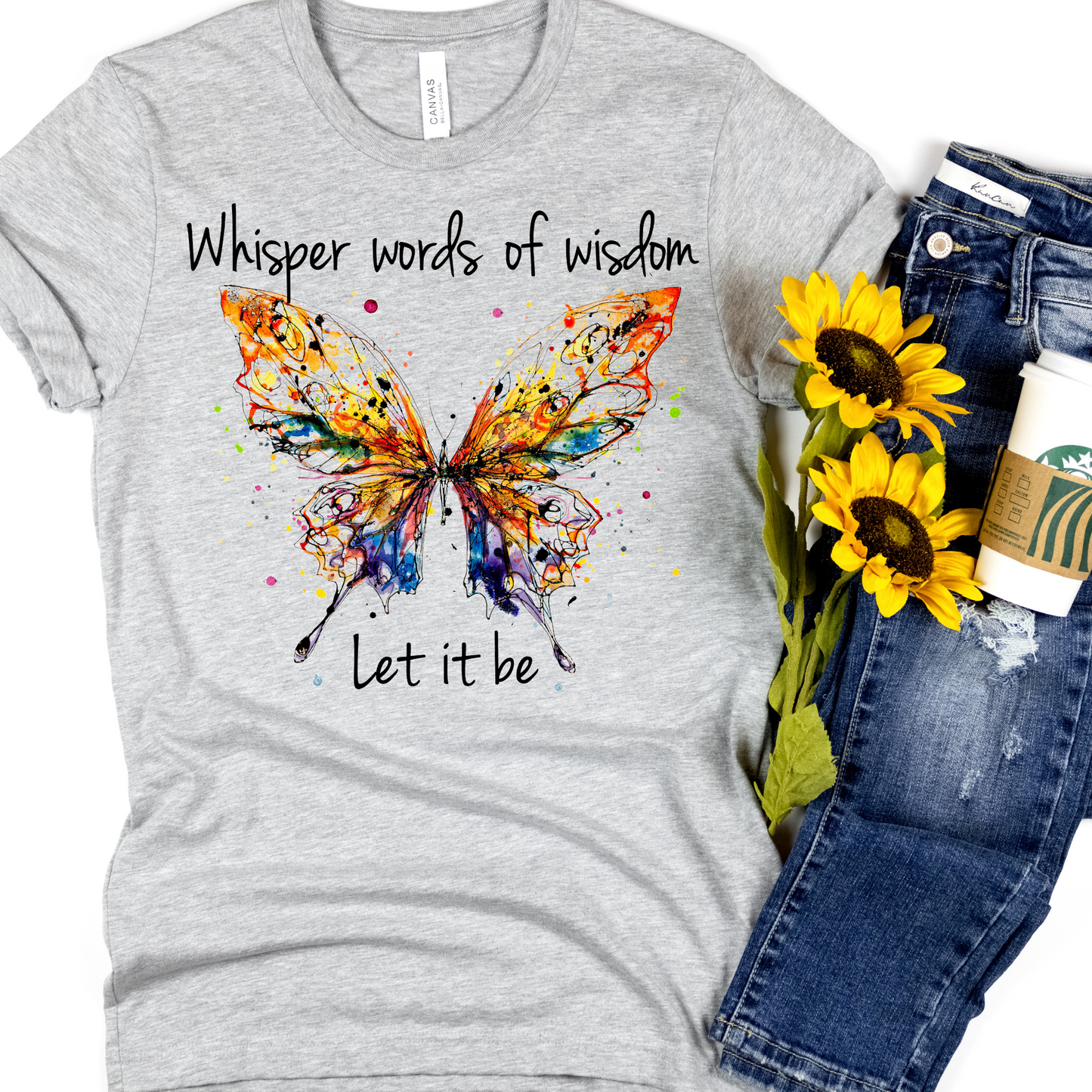 Whisper Words Of Wisdom Let It Be Butterfly Full Color DTF Transfer