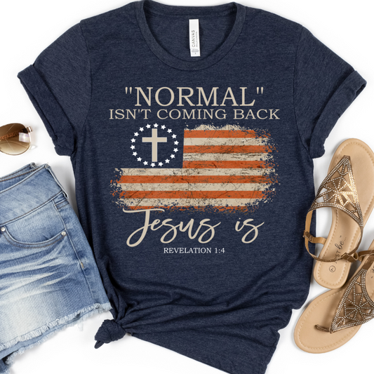 Normal Isn't Coming Back Jesus Is (American Flag) Full Color DTF Transfer