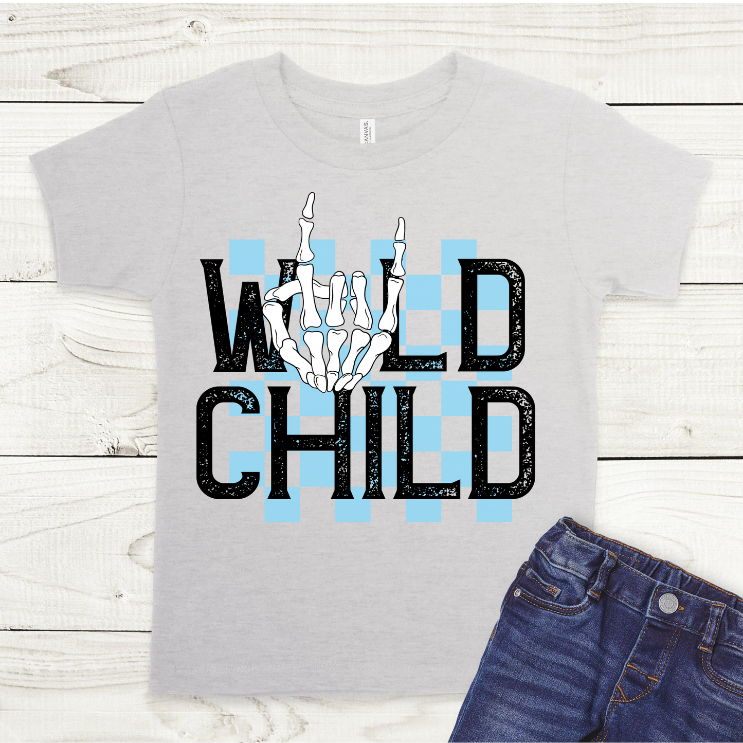 Wild Child Skull Hand (Blue) Full Color DTF Transfer