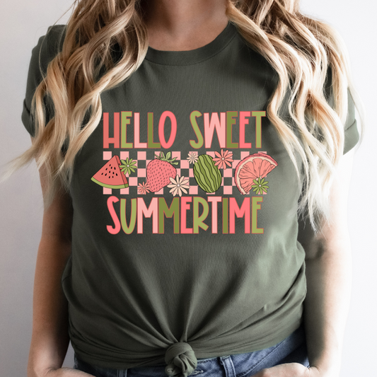 Hello Sweet Summer Time Fruit Full Color DTF Transfer