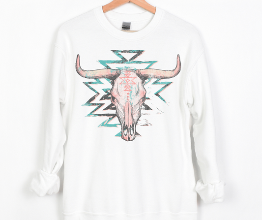 Aztec Bull Skull Western Full Color DTF Transfers