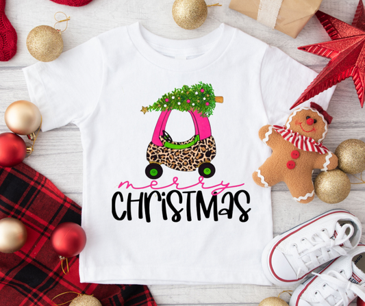 Merry Christmas Leopard Kids Car Full Color DTF Transfer