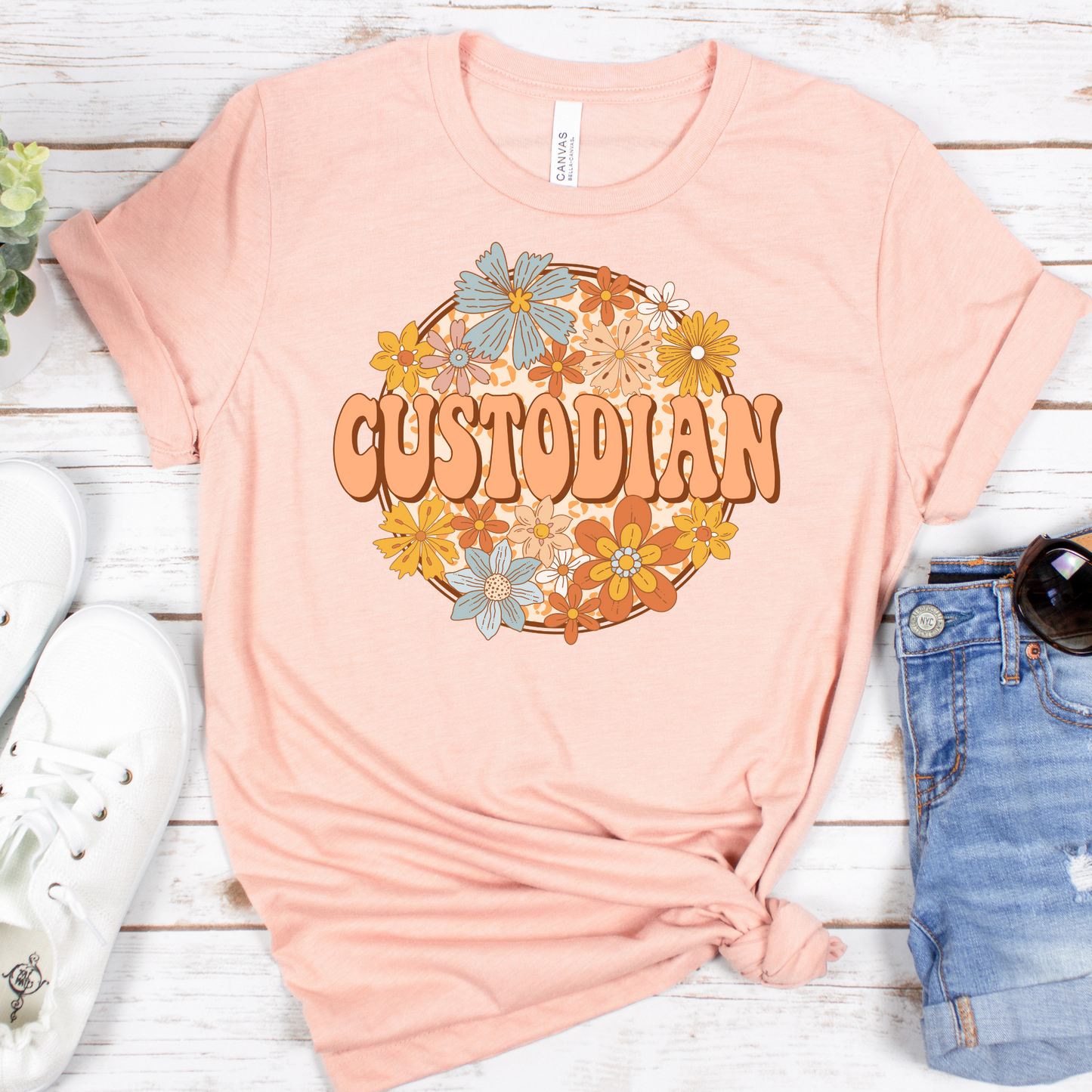 Custodian Retro Floral Full Color DTF Transfer