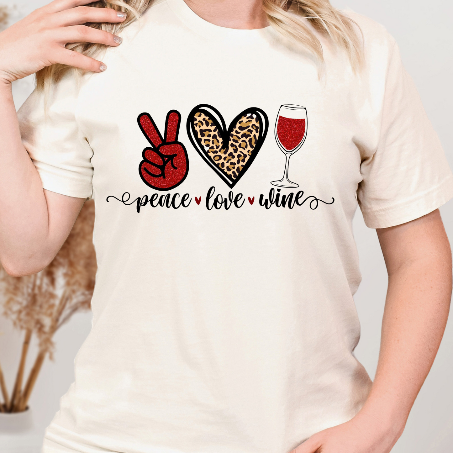 Peace Love Wine Full Color DTF Transfer