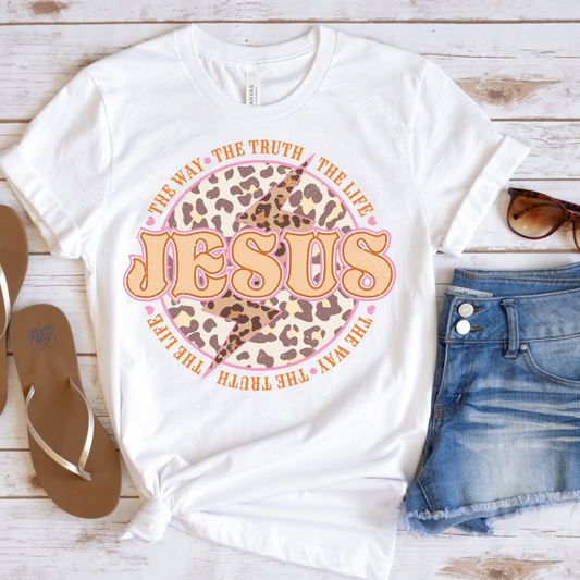 Jesus The Way The Truth The Life Leopard Full Color DTF Transfer