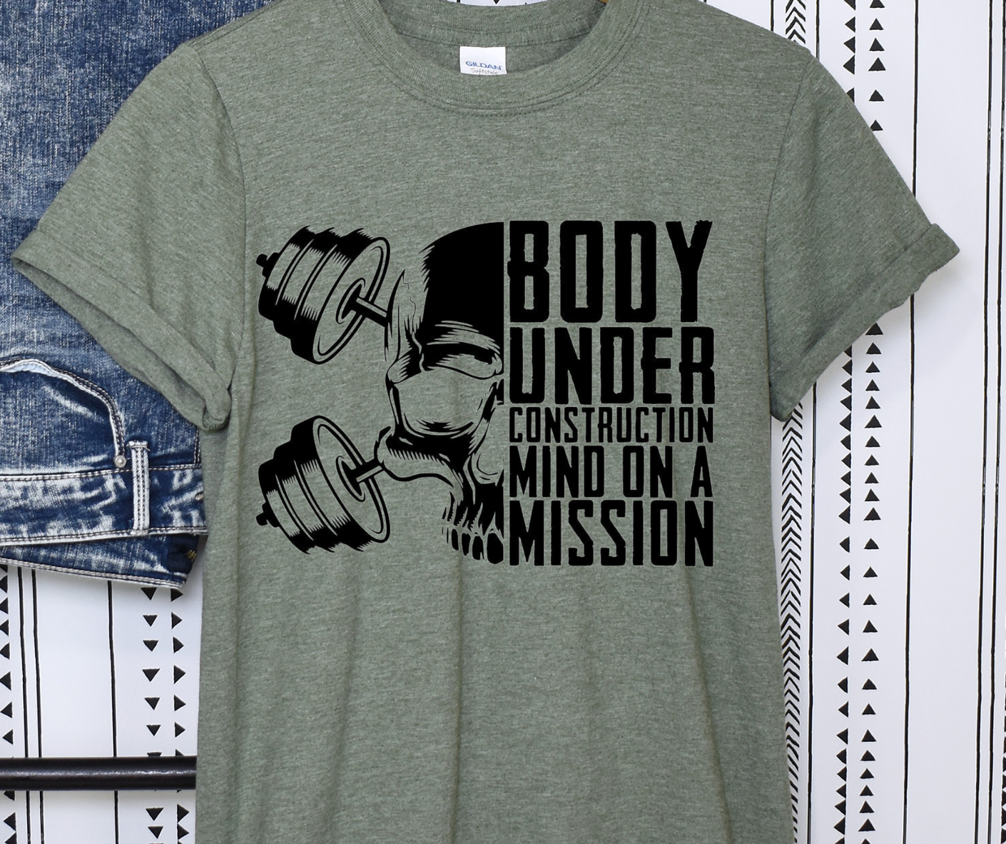 Body Under Construction Mind On A Mission Workout Exercise Full Color DTF Transfer